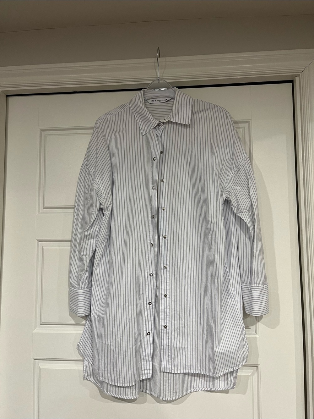 Zara Classic Light Blue Stripe Button-Down Shirt